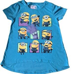 2 For $5 Sale NWOT Girl's  Despicable Me Minions Blue High Low Top Size Small